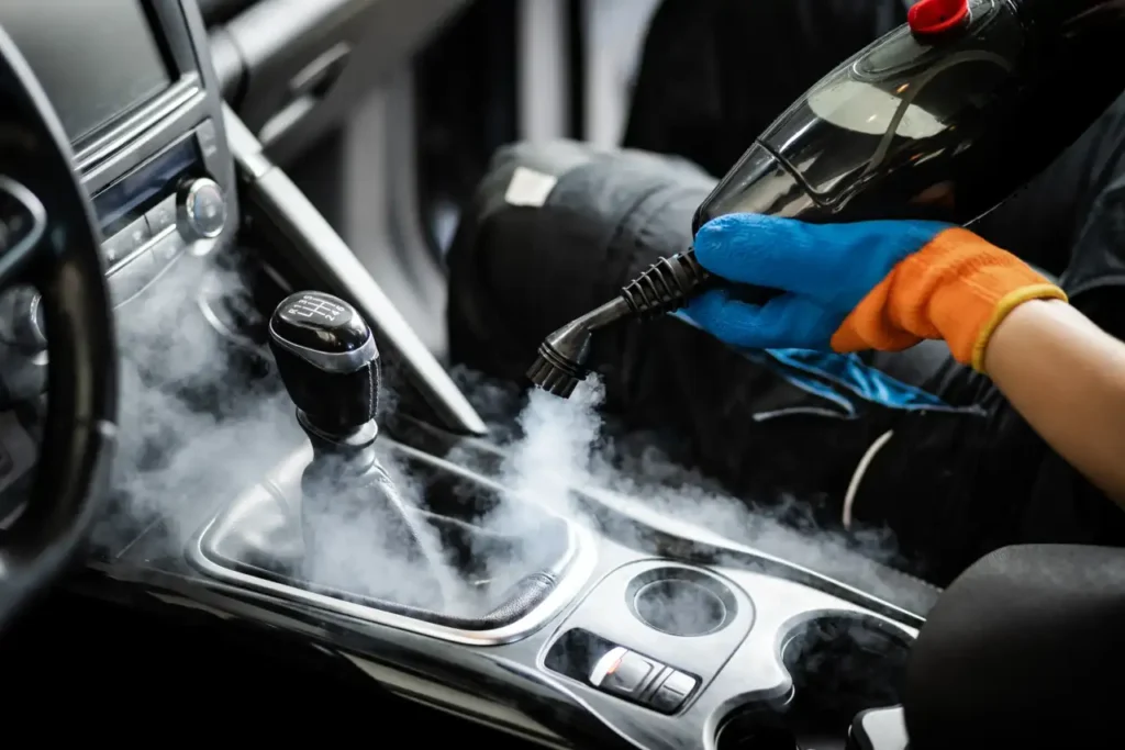 Steam cleaning a car interior in Richmond